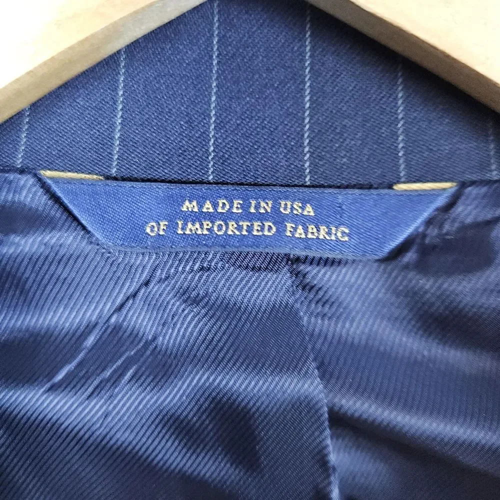 Brooks Brothers 1818 Fitzgerald Blazer Size 43R 100% Wool Navy Blue Pinstripes‎